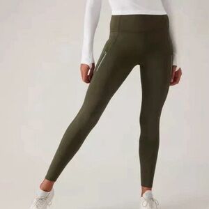 Athleta Olive Green Rainier Tight (reflective) |Size Small